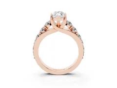 Marquise Cut Diamond Pavé Engagement Ring Set in Rose gold with Prong Setting