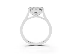 Emerald Cut Diamond Cluster Halo Solitaire Ring Set in Platinum with Prong Setting