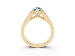 Fancy Blue Marquise Cut Diamond Solitaire Ring Set in Yellow gold with Channel-Set Accent Stones and Prong Setting