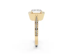 Radiant Cut Diamond Halo Engagement Ring Set in Yellow gold with Accent Split Shank Band