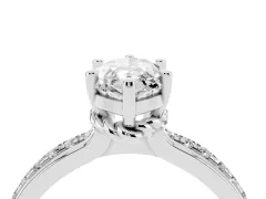 Marquise Cut Diamond Solitaire Ring Set in White gold with Channel Set Band and Prong Setting