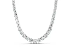Round Diamond Tennis Necklace Set in White gold with Prong Setting