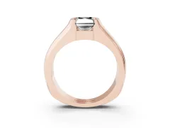 Fancy Black Radiant Cut Diamond Bezel Solitaire Ring Set in Rose gold with Wide Band