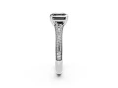 Fancy Black Asscher Cut Diamond Split Shank Pavé Engagement Ring Set in Platinum with Prong-Set Center Stone