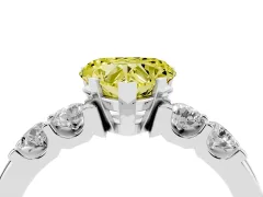 Fancy Yellow Heart Cut Diamond Five-Stone Prong Set Engagement Ring Set in Platinum with Channel Band