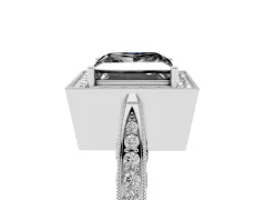 Fancy Black Princess Cut Diamond Halo Engagement Ring Set in Silver with Accent Split Shank Band