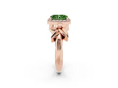 Fancy Green Radiant Cut Diamond Halo Floral Band Ring Set in Rose gold with Prong Setting