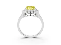 Fancy Yellow Princess Cut Diamond Halo Cluster Engagement Ring Set in Silver with Solitaire Band and Prong Setting