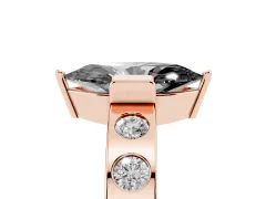 Fancy Black Marquise Cut Diamond Channel-Set Band Ring Set in Rose gold with Bezel Prong Setting