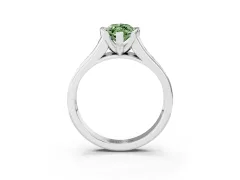 Fancy Green Marquise Cut Diamond Bezel-Set Solitaire Ring Set in Silver with Channel-Set Band