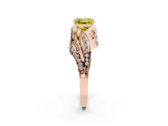 Fancy Yellow Asscher Cut Diamond Solitaire Ring Set in Rose gold with Layered Twist Pavé Band