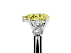 Fancy Yellow Pear Cut Diamond Five-Stone Prong Set Band Ring Set in Platinum with Polished Band