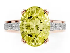 Fancy Yellow Oval Cut Diamond Channel Set Solitaire Engagement Ring Set in Rose gold with Prong Setting