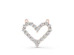 Prong-Set Round Diamond Heart Pendant Set in Rose gold with Stone Outline