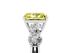 Fancy Yellow Radiant Cut Diamond Five-Stone Prong Set Ring Set in White gold with Classic Band