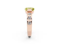 Fancy Yellow Emerald Cut Diamond Channel-Set Band Ring Set in Rose gold with Bezel Prong Setting