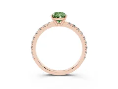 Fancy Green Pear Cut Diamond Pavé Solitaire Engagement Ring Set in Rose gold with Prong Setting