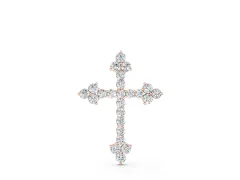 Round Diamond Cluster Cross Pendant Set in Rose gold with Prong Setting