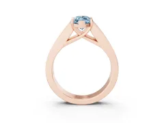 Fancy Blue Marquise Cut Diamond Solitaire Ring Set in Rose gold with Channel-Set Accent Stones and Prong Setting