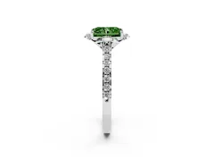 Fancy Green Radiant Cut Diamond Solitaire Ring Set in Platinum with Pavé Band and Floral Prong Setting