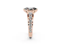 Fancy Black Marquise Cut Diamond Pavé Engagement Ring Set in Rose gold with Prong Setting