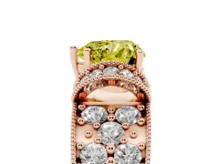 Fancy Yellow Heart Cut Diamond Milgrain Halo Pavé Engagement Ring Set in Rose gold with Prong Setting