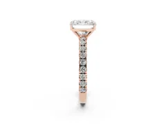 Radiant Cut Diamond Pavé Solitaire Engagement Ring Set in Rose gold with Prong Setting