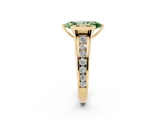 Fancy Green Marquise Cut Diamond Bezel-Set Solitaire Ring Set in Yellow gold with Channel-Set Band