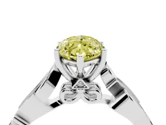 Fancy Yellow Marquise Cut Diamond Vine Band Solitaire Ring Set in Silver with Milgrain Prong Setting