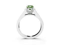 Fancy Green Pear Cut Diamond Solitaire Pavé Engagement Ring Set in Silver with Prong Setting