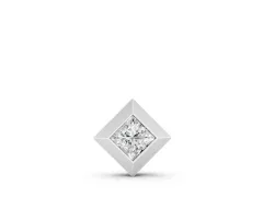 Princess Cut Diamond Pendant Set in White gold with Bezel and Delicate Chain