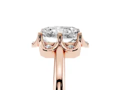 Radiant Cut Diamond Round Cluster Halo Ring Set in Rose gold with Solitaire Band and Prong Setting