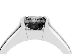 Fancy Black Princess Cut Diamond Bezel Solitaire Ring Set in Platinum with Wide Band