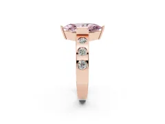 Fancy Pink Marquise Cut Diamond Channel-Set Band Ring Set in Rose gold with Bezel Prong Setting