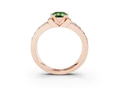 Fancy Green Emerald Cut Diamond Wide Channel Set Band Ring Set in Rose gold with Bezel Setting
