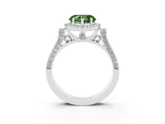 Fancy Green Heart Cut Diamond Halo Ring Set in Platinum with Twist Band and Pavé Accents