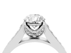 Pear Cut Diamond Solitaire Pavé Engagement Ring Set in Silver with Prong Setting