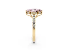 Fancy Pink Marquise Cut Diamond Solitaire Engagement Ring Set in Yellow gold with Pavé Band and Prong Setting