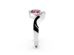 Fancy Pink Heart Cut Diamond Solitaire Engagement Ring Set in Silver with Pavé Shoulders
