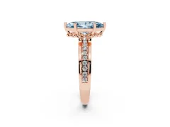 Fancy Blue Marquise Cut Diamond Solitaire Ring Set in Rose gold with Channel Set Band and Prong Setting