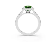 Fancy Green Radiant Cut Diamond Solitaire Ring Set in Platinum with Pavé Band and Floral Prong Setting