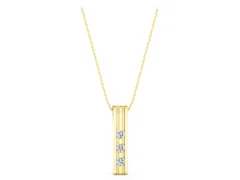 Three-Stone Round Diamond Channel Set Pendant Set in Yellow gold with Polished Framework