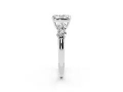 Radiant Cut Diamond Five-Stone Prong Set Ring Set in Platinum with Classic Band