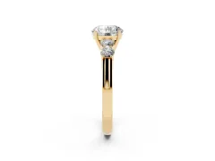Round Cut Diamond Five-Stone Prong Set Band Ring Set in Yellow gold with Polished Band
