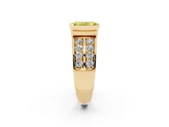 Fancy Yellow Emerald Cut Diamond Wide Channel Set Band Ring Set in Yellow gold with Bezel Setting
