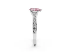 Fancy Pink Pear Cut Diamond Solitaire Pavé Engagement Ring Set in Silver with Prong Setting