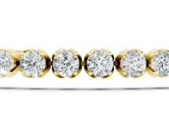 Round Cut Diamond Tennis Bracelet Set in Yellow gold with Claw Prong Setting
