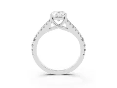 Oval Cut Diamond Split Shank Pavé Engagement Ring Set in Silver with Prong-Held Center Stone