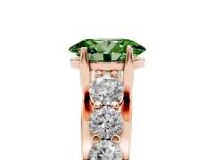 Fancy Green Oval Cut Diamond Pavé Engagement Ring Set in Rose gold with Prong Setting