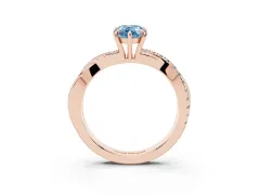 Fancy Blue Pear Cut Diamond Twisted Pavé Band Ring Set in Rose gold with Prong Setting